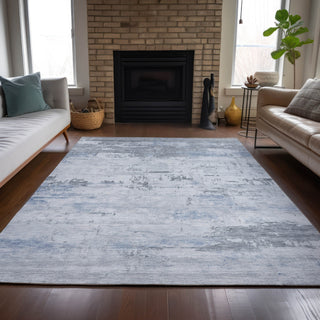Piper Looms Chantille Abstract ACN2145 Blue Machine Washable Area Rug Lifestyle Image Feature