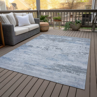 Piper Looms Chantille Abstract ACN2145 Blue Machine Washable Area Rug Outdoor Lifestyle Image Feature