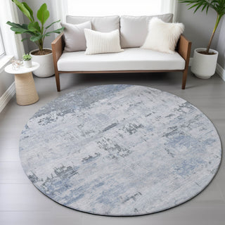 Piper Looms Chantille Abstract ACN2145 Blue Machine Washable Area Rug Round Lifestyle Image Feature