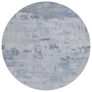 Piper Looms Chantille Abstract ACN2145 Blue Machine Washable Area Rug Round Main Image