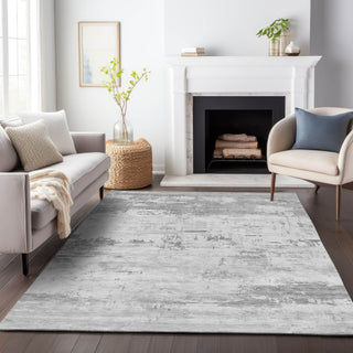 Piper Looms Chantille Abstract ACN2145 Silver Machine Washable Area Rug Lifestyle Image Feature