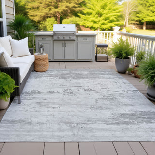 Piper Looms Chantille Abstract ACN2145 Silver Machine Washable Area Rug Outdoor Lifestyle Image Feature