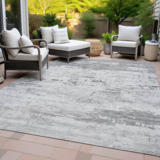 Piper Looms Chantille Abstract ACN2145 Silver Machine Washable Area Rug Outdoor Lifestyle Image Feature