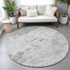 Piper Looms Chantille Abstract ACN2145 Silver Machine Washable Area Rug Round Lifestyle Image Feature