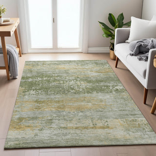 Piper Looms Chantille Abstract ACN2146 Aloe Machine Washable Area Rug Lifestyle Image Feature