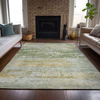 Piper Looms Chantille Abstract ACN2146 Aloe Machine Washable Area Rug Lifestyle Image Feature