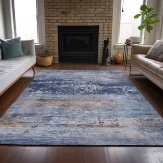 Piper Looms Chantille Abstract ACN2146 Blue Machine Washable Area Rug Lifestyle Image Feature