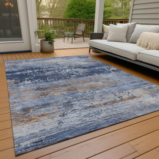Piper Looms Chantille Abstract ACN2146 Blue Machine Washable Area Rug Outdoor Lifestyle Image Feature