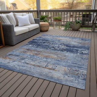 Piper Looms Chantille Abstract ACN2146 Blue Machine Washable Area Rug Outdoor Lifestyle Image Feature