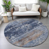 Piper Looms Chantille Abstract ACN2146 Blue Machine Washable Area Rug Round Lifestyle Image Feature