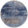 Piper Looms Chantille Abstract ACN2146 Blue Machine Washable Area Rug Round Main Image