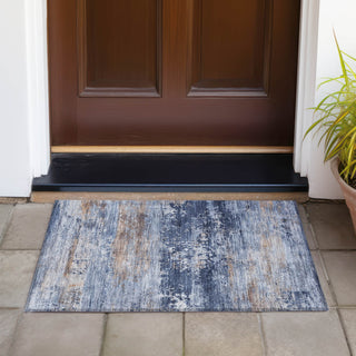 Piper Looms Chantille Abstract ACN2146 Blue Machine Washable Area Rug Scatter Outdoor Lifestyle Image Feature
