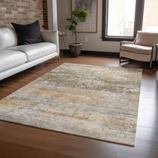 Piper Looms Chantille Abstract ACN2146 Brown Machine Washable Area Rug Lifestyle Image Feature