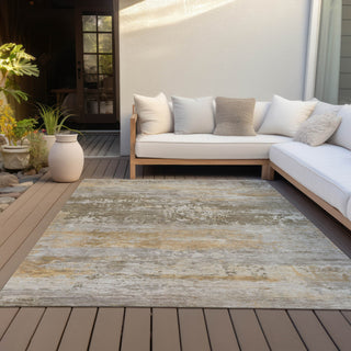 Piper Looms Chantille Abstract ACN2146 Brown Machine Washable Area Rug Outdoor Lifestyle Image Feature