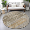 Piper Looms Chantille Abstract ACN2146 Brown Machine Washable Area Rug Round Lifestyle Image Feature