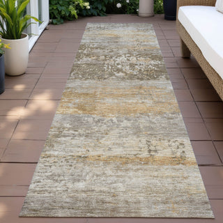 Piper Looms Chantille Abstract ACN2146 Brown Machine Washable Area Rug Runner Outdoor Lifestyle Image Feature