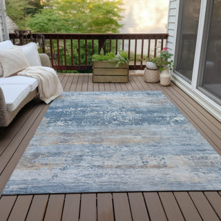 Piper Looms Chantille Abstract ACN2146 Denim Machine Washable Area Rug Outdoor Lifestyle Image Feature