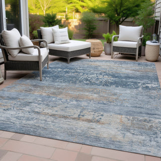 Piper Looms Chantille Abstract ACN2146 Denim Machine Washable Area Rug Outdoor Lifestyle Image Feature