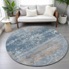 Piper Looms Chantille Abstract ACN2146 Denim Machine Washable Area Rug Round Lifestyle Image Feature