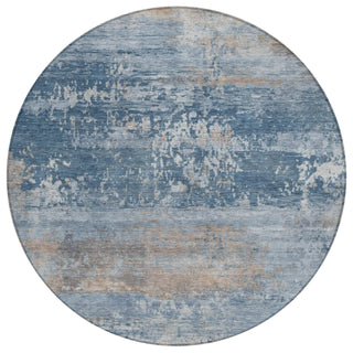 Piper Looms Chantille Abstract ACN2146 Denim Machine Washable Area Rug Round Main Image