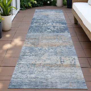 Piper Looms Chantille Abstract ACN2146 Denim Machine Washable Area Rug Runner Outdoor Lifestyle Image Feature