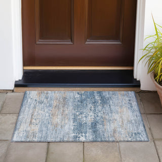 Piper Looms Chantille Abstract ACN2146 Denim Machine Washable Area Rug Scatter Outdoor Lifestyle Image Feature