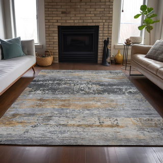 Piper Looms Chantille Abstract ACN2146 Gray Machine Washable Area Rug Lifestyle Image Feature
