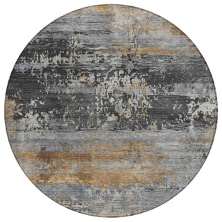 Piper Looms Chantille Abstract ACN2146 Gray Machine Washable Area Rug Round Main Image