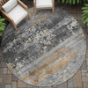 Piper Looms Chantille Abstract ACN2146 Gray Machine Washable Area Rug Round Outdoor Lifestyle Image Feature