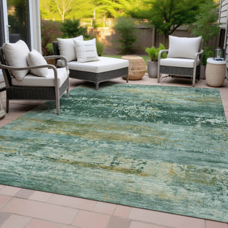 Piper Looms Chantille Abstract ACN2146 Green Machine Washable Area Rug Outdoor Lifestyle Image Feature
