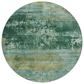 Piper Looms Chantille Abstract ACN2146 Green Machine Washable Area Rug Round Main Image