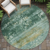 Piper Looms Chantille Abstract ACN2146 Green Machine Washable Area Rug Round Outdoor Lifestyle Image Feature