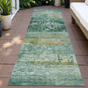Piper Looms Chantille Abstract ACN2146 Green Machine Washable Area Rug Runner Outdoor Lifestyle Image Feature