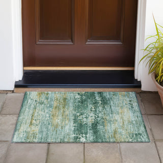 Piper Looms Chantille Abstract ACN2146 Green Machine Washable Area Rug Scatter Outdoor Lifestyle Image Feature