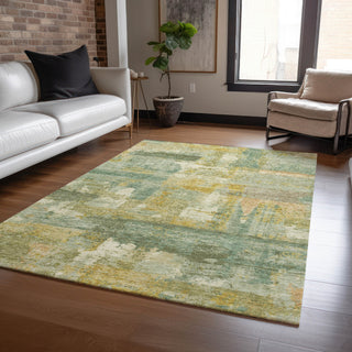 Piper Looms Chantille Abstract ACN2147 Green Machine Washable Area Rug Lifestyle Image Feature