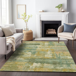 Piper Looms Chantille Abstract ACN2147 Green Machine Washable Area Rug Lifestyle Image Feature