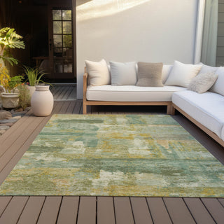 Piper Looms Chantille Abstract ACN2147 Green Machine Washable Area Rug Outdoor Lifestyle Image Feature