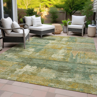 Piper Looms Chantille Abstract ACN2147 Green Machine Washable Area Rug Outdoor Lifestyle Image Feature
