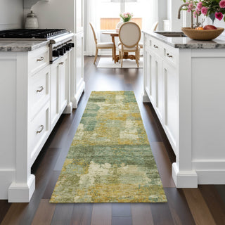 Piper Looms Chantille Abstract ACN2147 Green Machine Washable Area Rug Runner Lifestyle Image Feature
