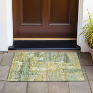 Piper Looms Chantille Abstract ACN2147 Green Machine Washable Area Rug Scatter Outdoor Lifestyle Image Feature