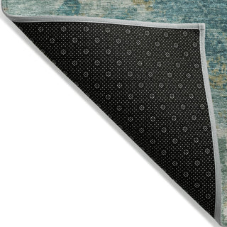 Piper Looms Chantille Abstract ACN2147 Teal Machine Washable Area Rug Backing Image