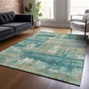 Piper Looms Chantille Abstract ACN2147 Teal Machine Washable Area Rug Lifestyle Image Feature