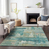 Piper Looms Chantille Abstract ACN2147 Teal Machine Washable Area Rug Lifestyle Image Feature