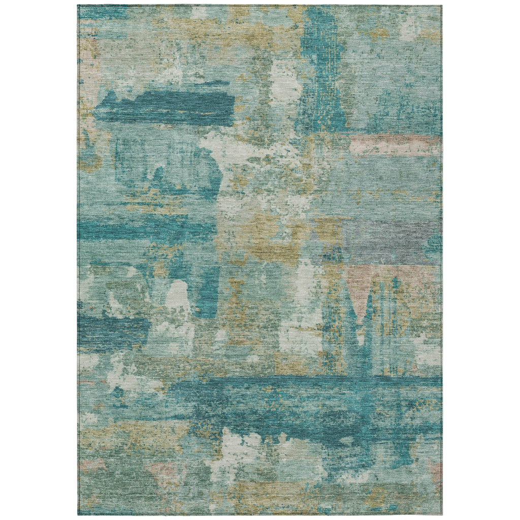 Piper Looms Chantille Abstract ACN2147 Teal Machine Washable Area Rug main image