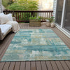 Piper Looms Chantille Abstract ACN2147 Teal Machine Washable Area Rug Outdoor Lifestyle Image Feature
