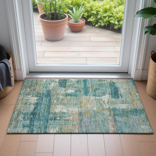 Piper Looms Chantille Abstract ACN2147 Teal Machine Washable Area Rug Scatter Lifestyle Image Feature