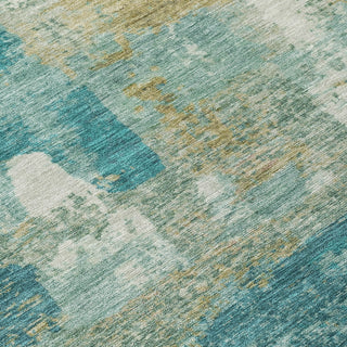 Piper Looms Chantille Abstract ACN2147 Teal Machine Washable Area Rug Swatch Image