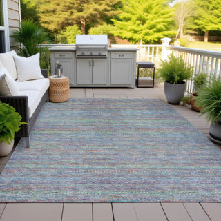 Piper Looms Chantille Stripes ACN2148 Blue Machine Washable Area Rug Outdoor Lifestyle Image Feature