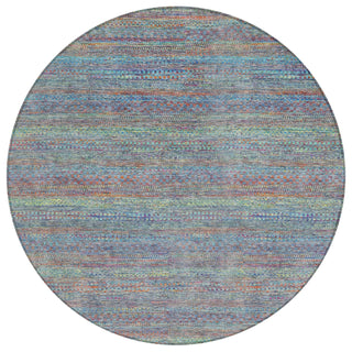Piper Looms Chantille Stripes ACN2148 Blue Machine Washable Area Rug Round Main Image