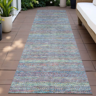 Piper Looms Chantille Stripes ACN2148 Blue Machine Washable Area Rug Runner Outdoor Lifestyle Image Feature
